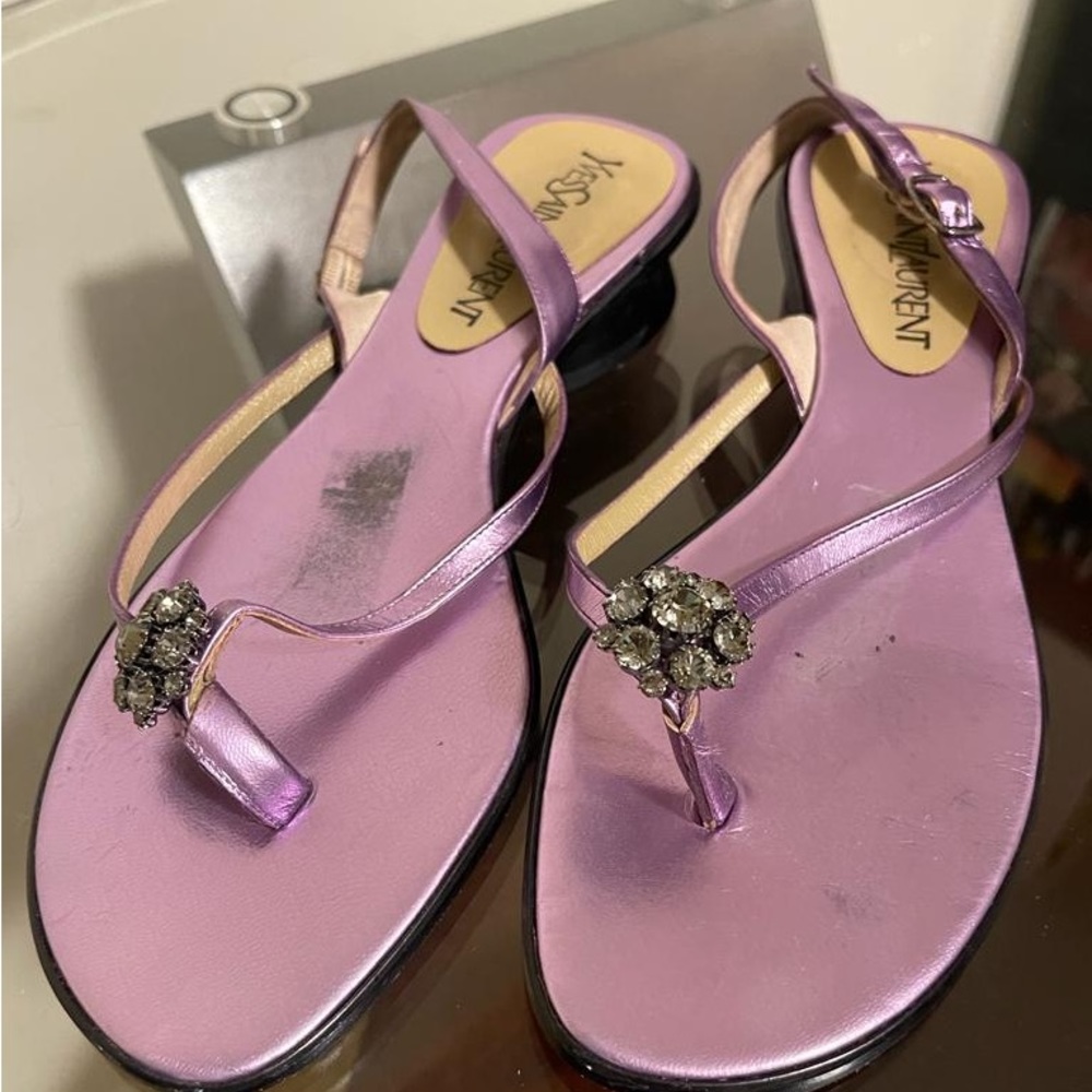 YSL Flat Sandals With Heels Open Toe